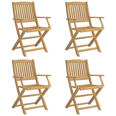 Sedie Giardino Pieghevoli 4 Pz 57,5x54,5x90 Cm Massello Acacia - Foto 1