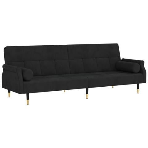 Divano Letto Con Cuscini Nero In Velluto - Foto 1