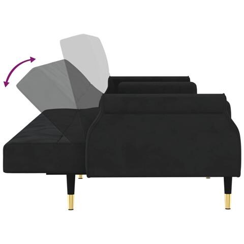 Divano Letto Con Cuscini Nero In Velluto - Foto 8