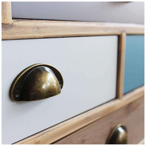 Cassettiera Da Interno In Legno Di Pino Con 10 Cassetti Colorati 80x36,5xh91,5 Cm Valley - Foto 4