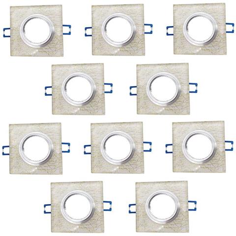10 Porta Faretto Da Incasso Supporto Quadrato Portafaretti Vetro Color Oro P16 - Foto 1