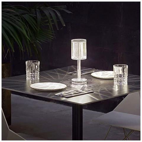 Lampada Tavolo Led Ricaricabile 3 Tonalita' Di Luce Effetto Cristallo 1008 - Foto 5