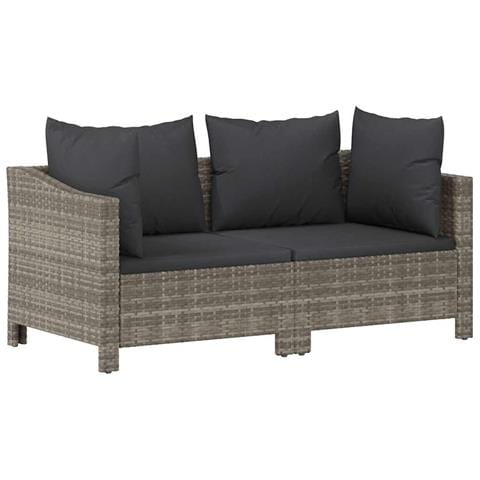 Set Di Divani Da Giardino 2 Pz Con Cuscini In Polyrattan Grigio - Foto 1