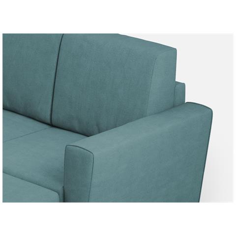 Divano Yasel 2 Posti (due Sedute Da 60cm) + Pouf Misure Esterne L. 152 P. 155 Colore Petrolio - Foto 2