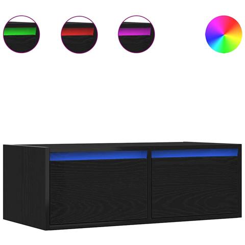 Mobile Porta TV con Luci LED Rovere Nero 75x35,5x25 cm - Foto 1