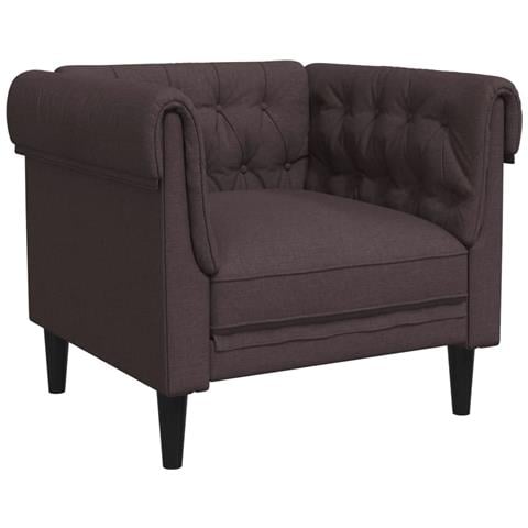 Poltrona Chesterfield Marrone Scuro In Tessuto - Foto 2