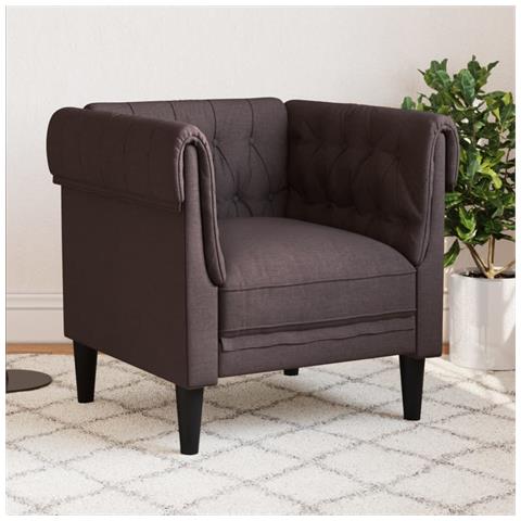 Poltrona Chesterfield Marrone Scuro In Tessuto - Foto 1