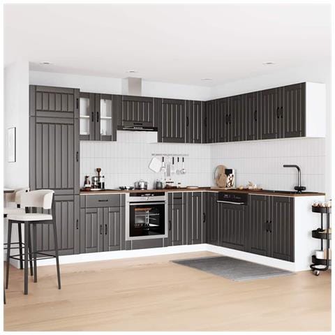 Set Mobili Da Cucina 14 Pz Lucca Neri Legno Multistrato - Foto 3
