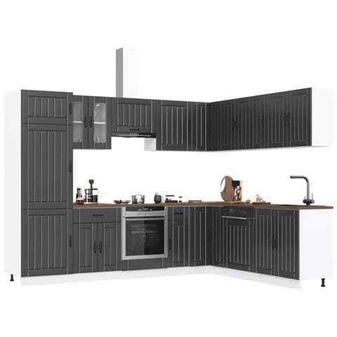 Set Mobili Da Cucina 14 Pz Lucca Neri Legno Multistrato - Foto 1