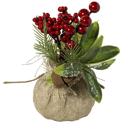 Vaso In Rattan Con Ciliegie Presentato In Un Sacco Di Iuta. - Foto 1