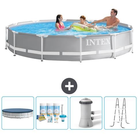 Piscina Fuori Terra - In Giro - 366x366x76 Cm - Grigio - Include Accessori Coordinati Cb6 - Foto 1