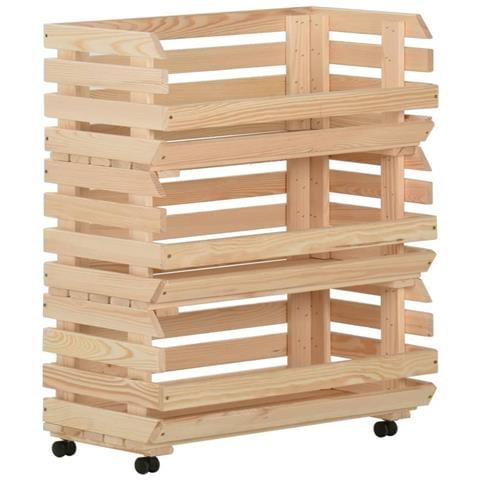 Carrello Portaverdure 77x30x80 Cm In Legno Massello Di Pino - Foto 2