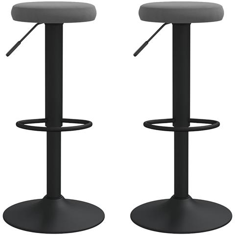 Sedie Da Bar 2 Pz Grigio Scuro In Velluto - Foto 1