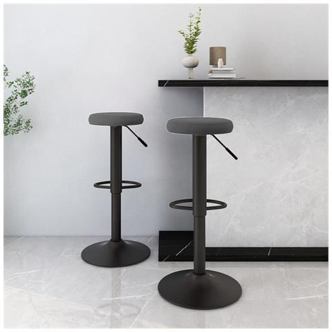 Sedie Da Bar 2 Pz Grigio Scuro In Velluto - Foto 8