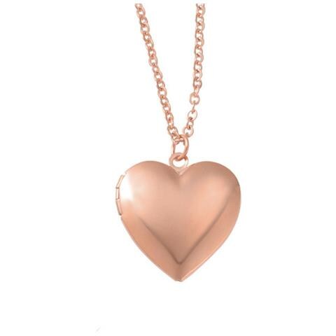 Collana Con Ciondolo A Forma Di Cuore, Collana Con Ciondolo Con Foto In Oro, Catena Da 45 Cm (mp244) Pinkgold - Foto 1
