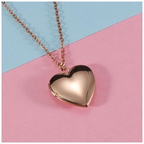 Collana Con Ciondolo A Forma Di Cuore, Collana Con Ciondolo Con Foto In Oro, Catena Da 45 Cm (mp244) Pinkgold - Foto 2