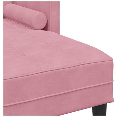 Divano da Giardino con Panchina e Cuscini in Velluto Rosa a L, Divano 3 Posti con Chaise L in Velluto Rosa Chiaro 160 cm, Panchina Rosa 113x57x39 cm in Velluto - Foto 9