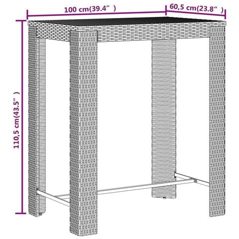 Set Bar Giardino 5pz Grigio Polyrattan e Legno Massello Acacia - Foto 8