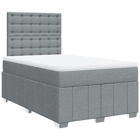 Giroletto a Molle con Materasso Grigio Chiaro 120x190cm Tessuto - Foto 1