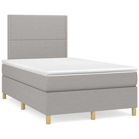 Letto a Molle Materasso e LED Grigio Chiaro 120x190 cm Tessuto - Foto 2