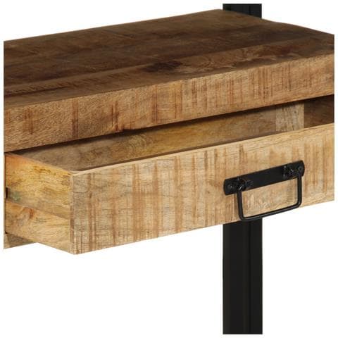 Tavolini Nero 120x33x75 cm Legno Massello di Mango e Metallo - Foto 9
