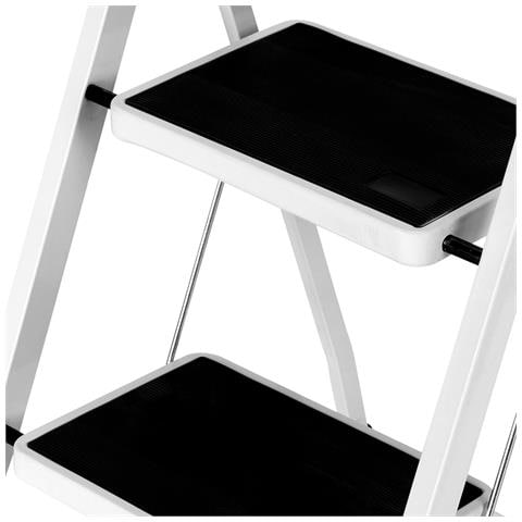 Scala Scaletta Pieghevole 2 Gradini Antiscivolo Sgabello Scaletto Acciaio Nero - Foto 2