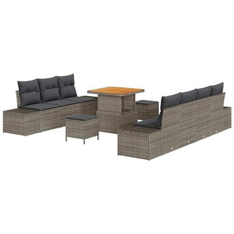 Set Divano da Giardino 10 pcs Grigio chiaro e grigio scuro - Foto 1