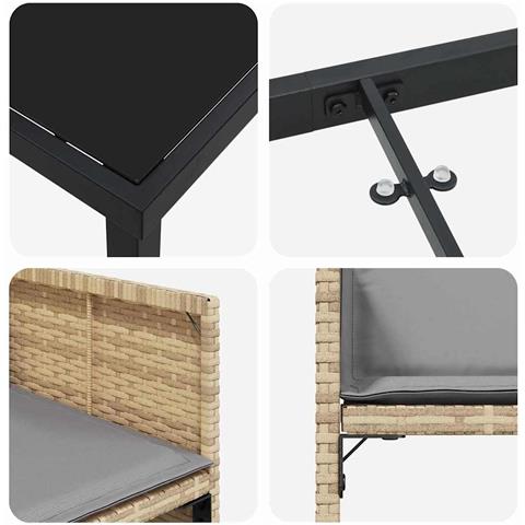 Set da Pranzo per Giardino 5 pcs Beige polyrattan - Foto 9