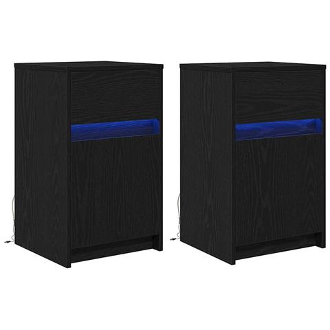 Armadio da Letto LED 2 pcs Rovere nero 38 x 34 x 61 cm - Foto 1