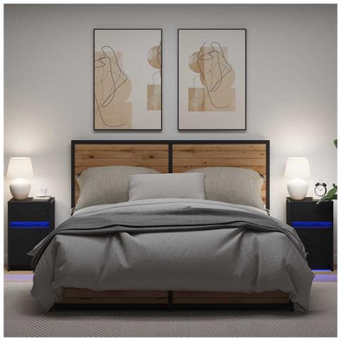 Armadio da Letto LED 2 pcs Rovere nero 38 x 34 x 61 cm - Foto 2