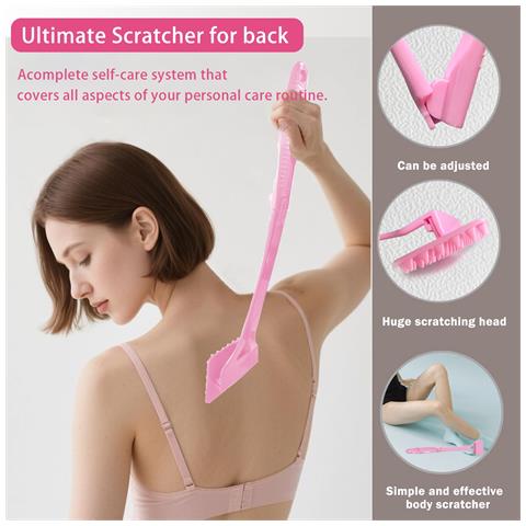Gratta Schiena Lungo Pieghevole - Strumento Massaggiante Estensibile Per Sollievo Dal Prurito Pink - Foto 2