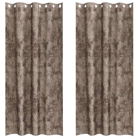 Tenda con tende 2 pcs Cappuccino 225 x 140 cm Velluto - Foto 1