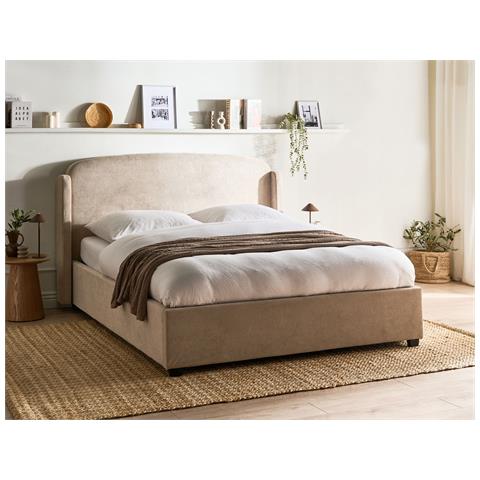 Letto Contenitore Tessuto Bernay 160 X 200 Cm Tortora - Foto 1