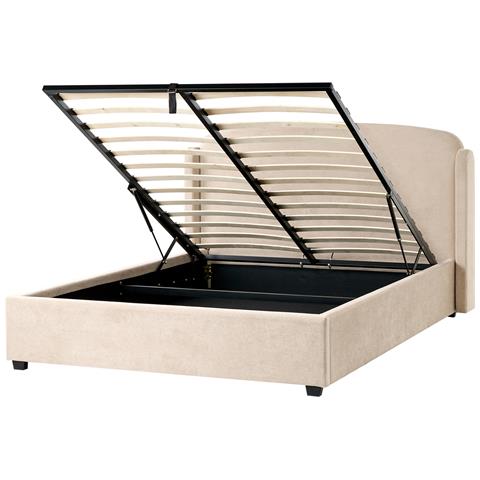 Letto Contenitore Tessuto Bernay 160 X 200 Cm Tortora - Foto 2