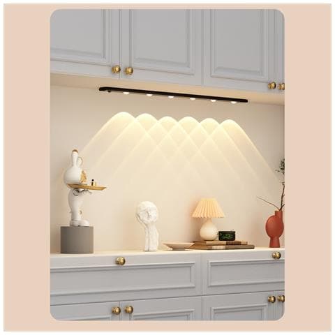 Luce Led Ricaricabile Con Sensore - 5w Slim Attivata A Movimento Per Armadi E Guardaroba Con Ricarica Type-c E Tre Modalità Silver 40 Cm - Foto 2