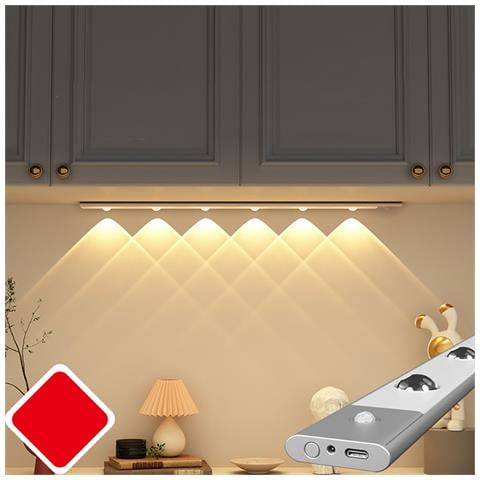 Luce Led Ricaricabile Con Sensore - 5w Slim Attivata A Movimento Per Armadi E Guardaroba Con Ricarica Type-c E Tre Modalità Silver 40 Cm - Foto 5