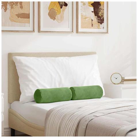 Cuscini a rullo 2 pcs Verde chiaro Ø 15 x 40 cm - Foto 2