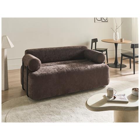 Divano 2 Posti Elva Tessuto Marrone Scuro - Foto 1