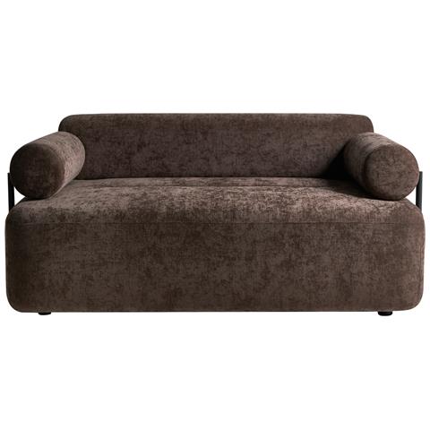 Divano 2 Posti Elva Tessuto Marrone Scuro - Foto 2