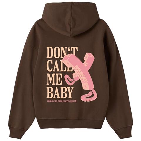 Non Chiamarmi Piccola Felpa Con Cappuccio Spazzolato Oversize Marrone Donna a - Foto 3