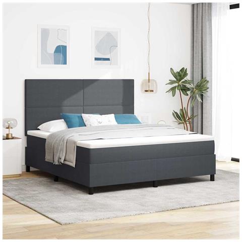 Letto a Sorgente LED Grigio Scuro e Bianco 180 x 200 cm - Foto 2