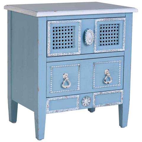 Comodino In Legno Laccato Blu 46x32x52h Cm - Foto 1