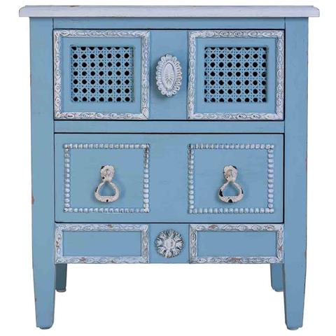 Comodino In Legno Laccato Blu 46x32x52h Cm - Foto 2