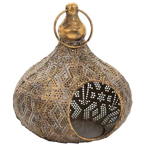 Portacandele In Metallo Dorato 18x17x21h - Foto 1