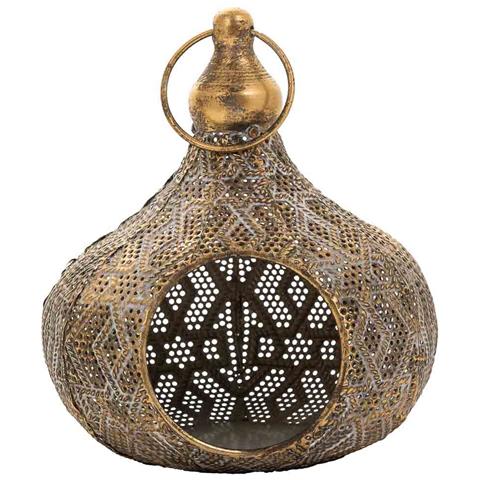 Portacandele In Metallo Dorato 18x17x21h - Foto 2