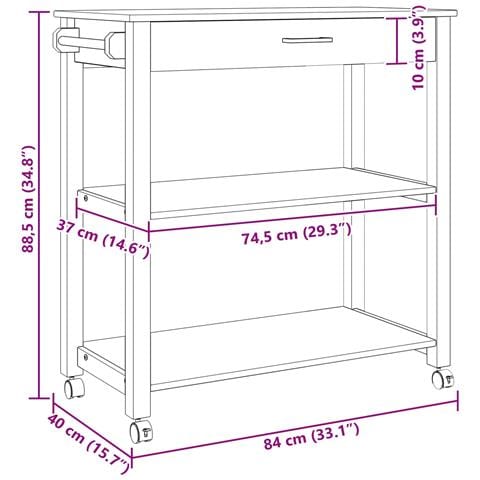 Carrello da Cucina MONZA Nero 84 x 40 x 88,5 cm - Foto 9
