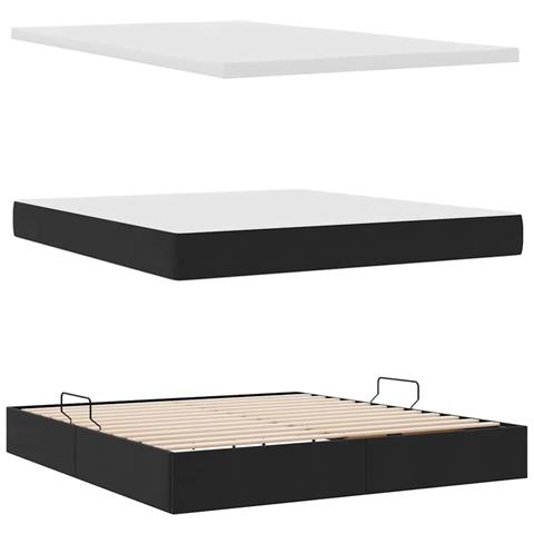 Letto con contenitore e LED con led Nero 160 x 200 cm Velluto - Foto 9