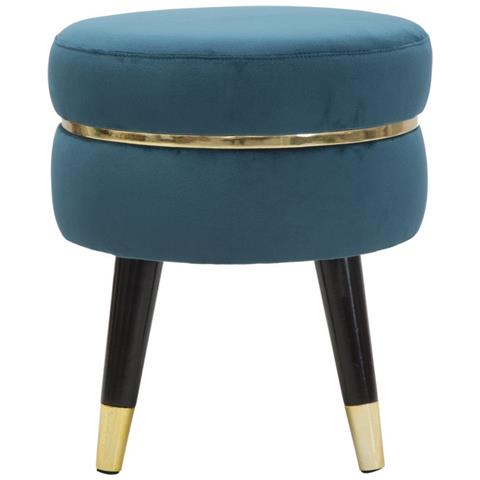 Sgabello Paris Ottanio E Gold In Tessuto Su Gambe Nere - Ø 35 X H 40,5 Cm - Foto 2