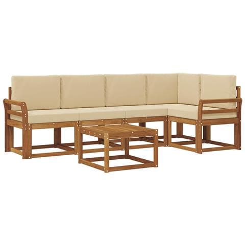 Set di divani con cuscino 6 pcs Naturale e Beige - Foto 1