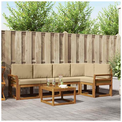 Set di divani con cuscino 6 pcs Naturale e Beige - Foto 2
